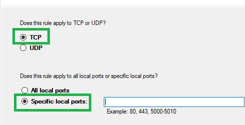 correct TCP option