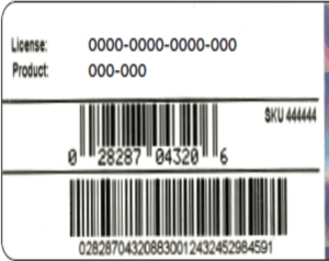 product and license number