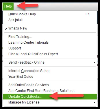update QuickBooks to the latest release