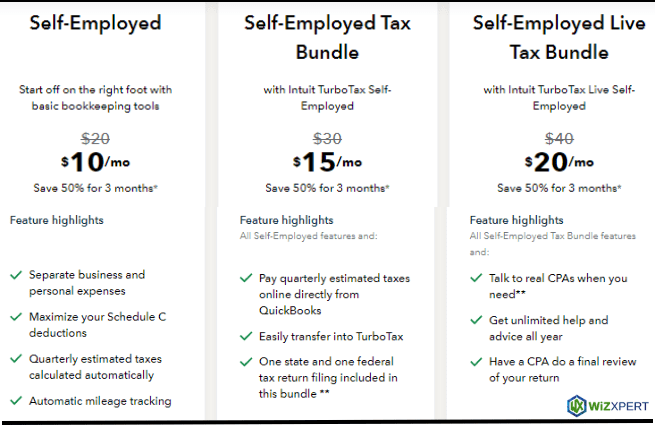 QuickBooks self-employed features and plans