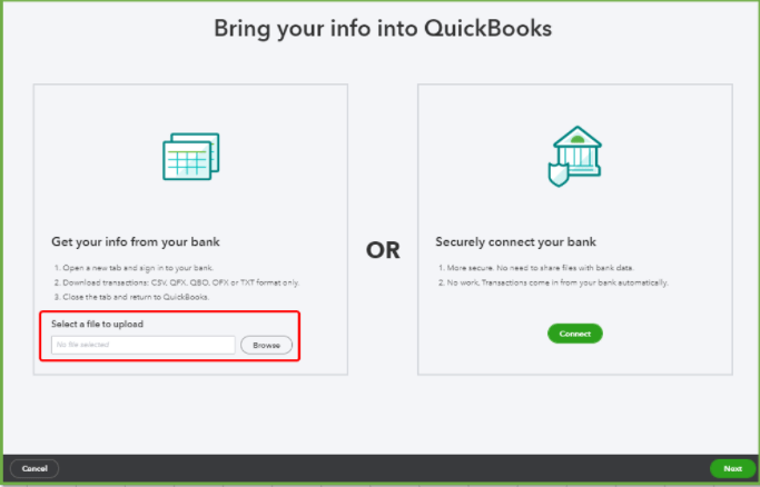 Quickbooks Online Banking & Upload